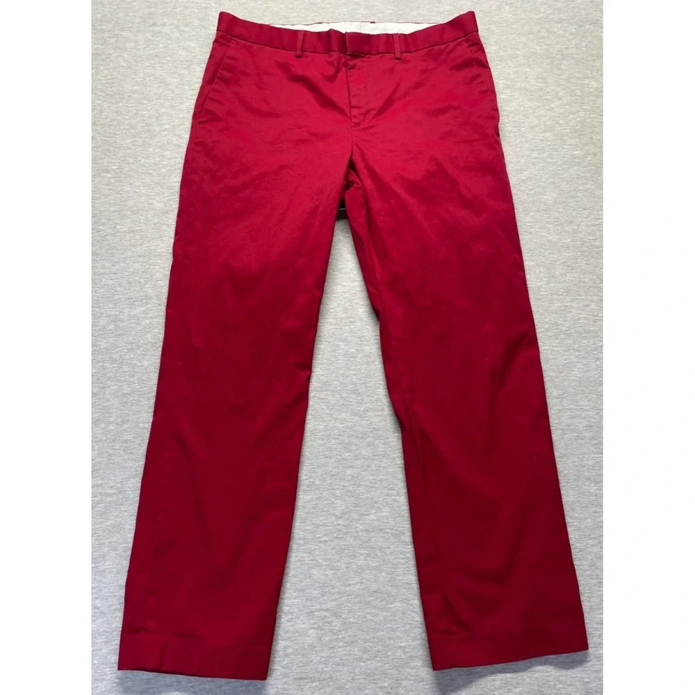 Express Producer Dress Pants Mens 34x30 Red Cotton Stretch Flat Front Business